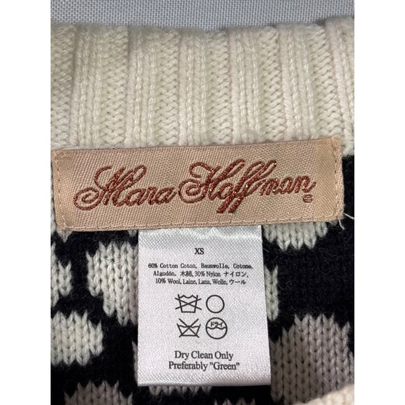 Mara Hoffman XS Black White Polka Dot Print Strata Tunic Sweater Ribbed Hem - Picture 3 of 3